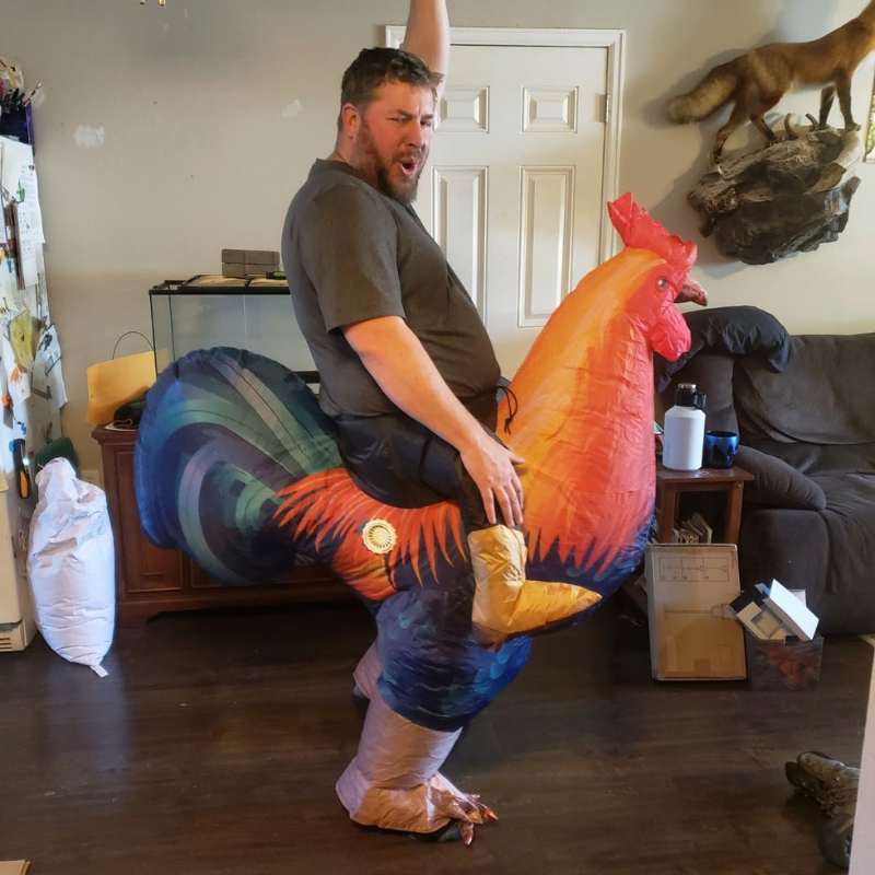 Cluck Rider Inflatable Rooster Costume